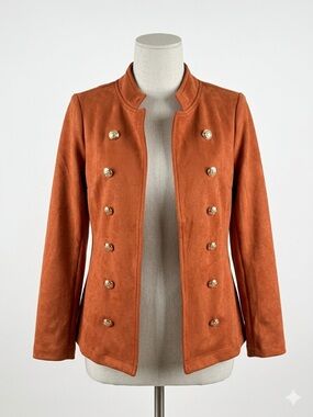 Burnt Orange Double-Breasted Military-Style Blazer (Labeled brown)
